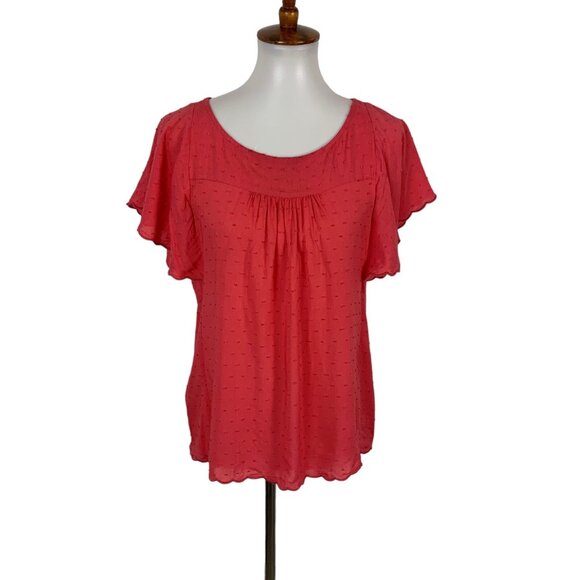 Anthropologie Maeve Pink Blouse Top 4 Short Sleeve Feminine Romantic Chic - Picture 1 of 6